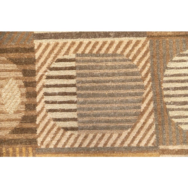 Textile chairish-6x9-modern-tibetan-wool-silk-cut-loop-rug-gold-green.jpg For Sale - Image 7 of 9