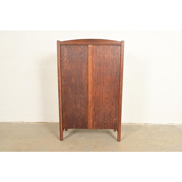 L. & J. G. Stickley Antique Mission Oak Arts and Crafts Bookcase Cabinet, Circa 1910 For Sale - Image 12 of 14