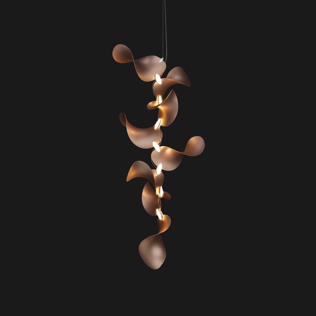 Plastic Dune 8 Vertical Cluster Pendant Light with Shades in Copper Metallic Tone by Daniel Becker for Moss Objects For Sale - Image 7 of 9