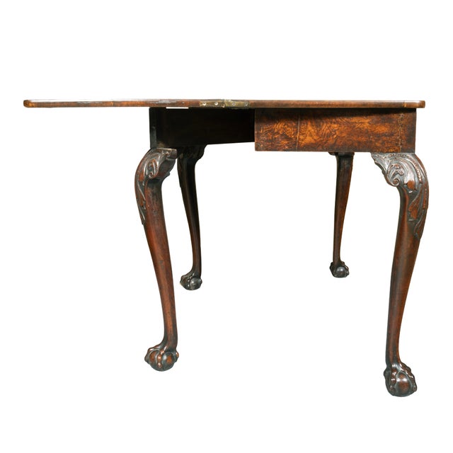 Wood George II Walnut Concertina Action Games Table For Sale - Image 7 of 14