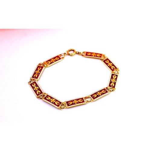 Gold Bracelet with Enamels and Raised Floral Motifs For Sale - Image 4 of 9