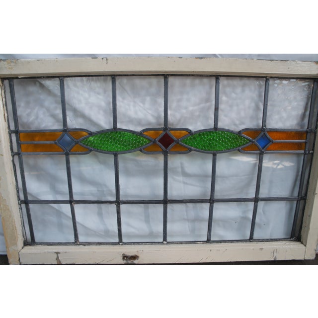 Early 20th Century Antique Early 20th Century Arts & Crafts Leaded Stained Glass Window Panel For Sale - Image 5 of 12