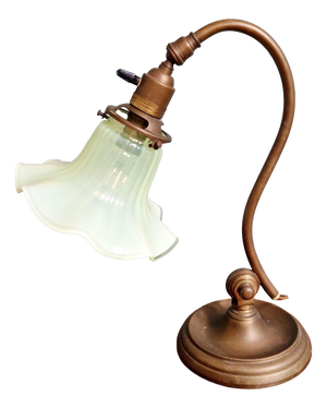 Art Nouveau Desk Lamp in Bronze and Opalescent Glass, 1890s