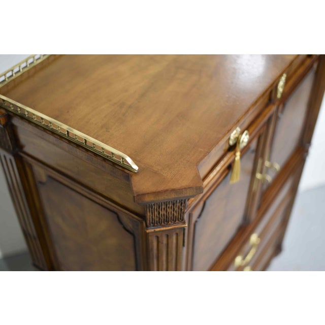 Brown Mid Century French Regency Burled Walnut 9-Drawer Highboy With Brass Hardware by Karges Indiana For Sale - Image 8 of 16