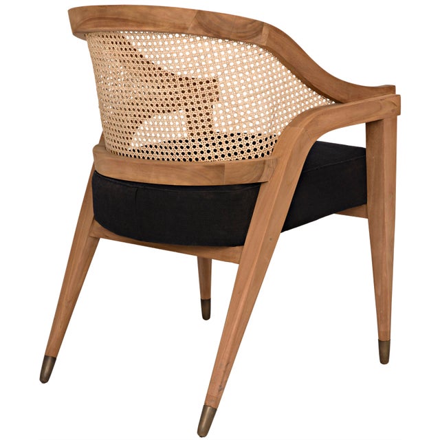 NOIR Chloe Chair, Teak, Caning, and Black Cotton For Sale In Los Angeles - Image 6 of 9