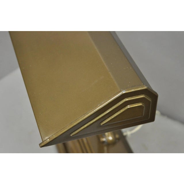 Metal Vintage Mid Century Modern Art Deco Metal Bronze Finish Bankers Table Desk Lamp For Sale - Image 7 of 12
