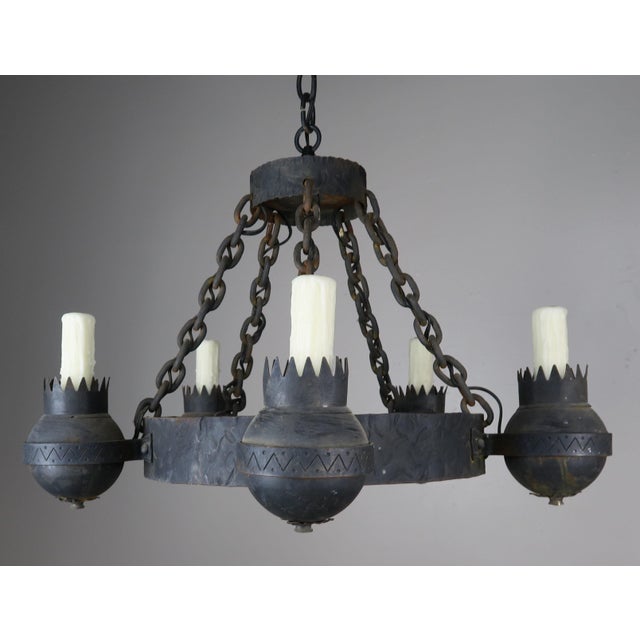 5Light Spanish Wrought Iron Chandelier Chairish