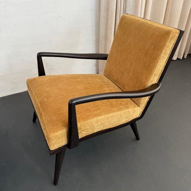 Wood 1950s Hollywood Regency Lounge Armchairs in Black Lacquered Walnut For Sale - Image 7 of 10
