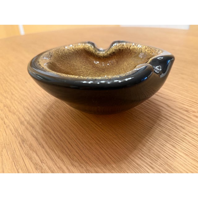 1970s Mid-Century Gold & Brown Italian Glass Bowl For Sale - Image 4 of 5