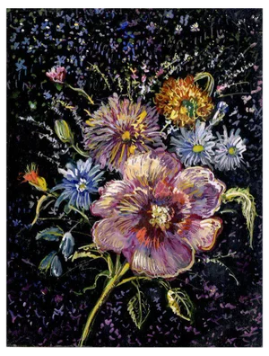 Gustave Bourgogne, Rose and Daisies, Mid 20th Century, Gouache Painting