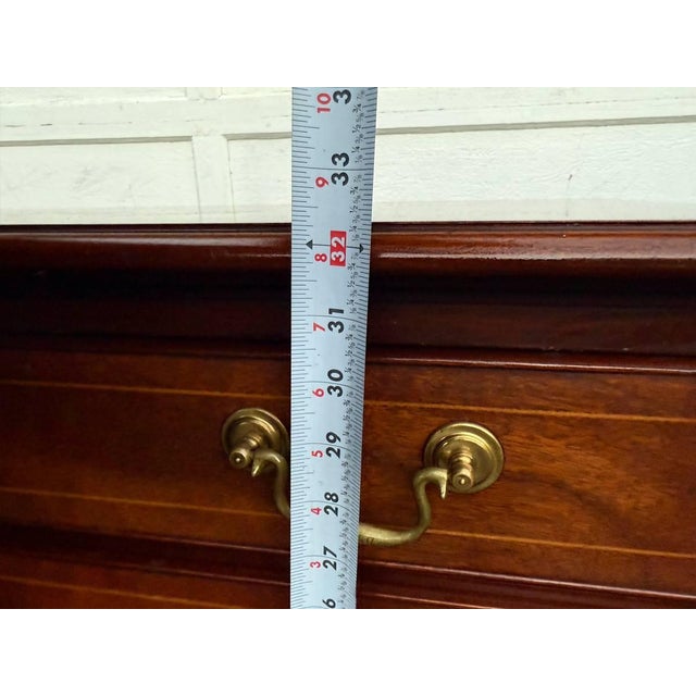 Chippendale Vintage Georgian Chippendale Style Inlaid Flame Mahogany Chest of Drawers by Md. Colony For Sale - Image 3 of 17