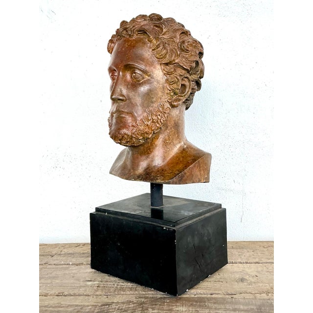 Bronze Vintage Patinated Bronze Bust of Alexander the Great For Sale - Image 8 of 12