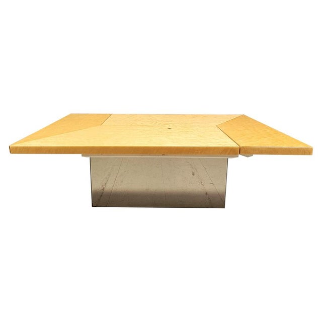 Vintage Ash Wood Hidden Bar Coffee Table attributed to Paul Michel, 1970s For Sale - Image 11 of 11