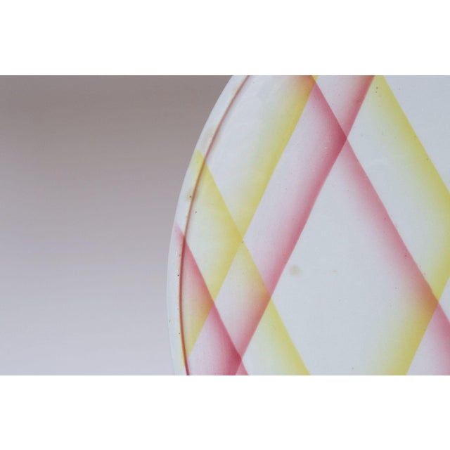 Vintage German Ceramic Cake or Pie Plate / Round Trivet With Diamond Argyle / Lattice Pattern For Sale - Image 12 of 18