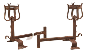 Wrought Iron Andirons, 1900s, Set of 2