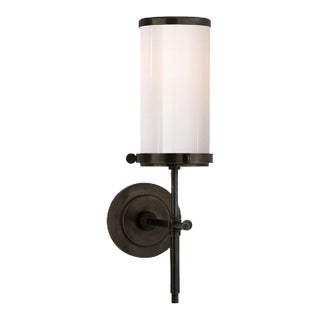 Thomas O'Brien for Visual Comfort Signature Bryant Bath Sconce in Bronze with White Glass For Sale