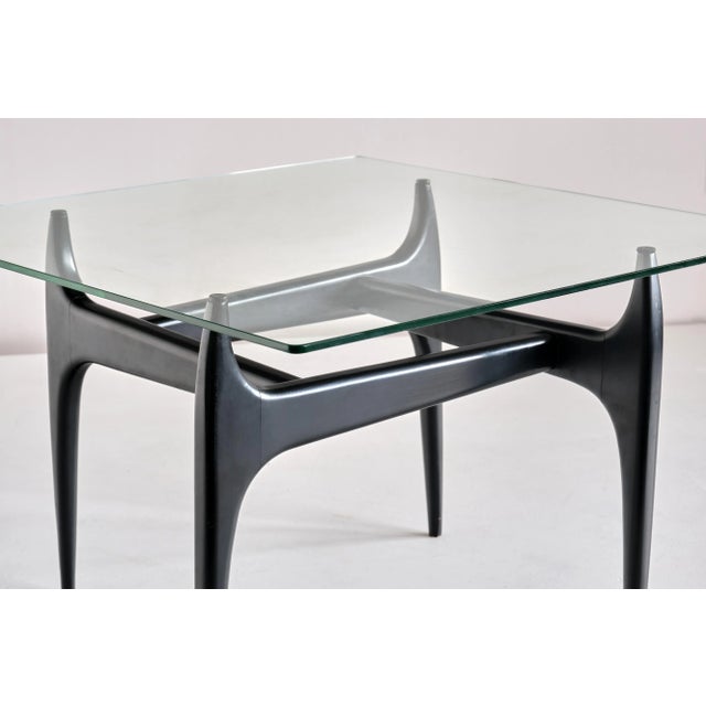 Belgian Black Lacquered Wood Coffee Table by Jos de Mey for Luxus, 1957 For Sale - Image 10 of 13