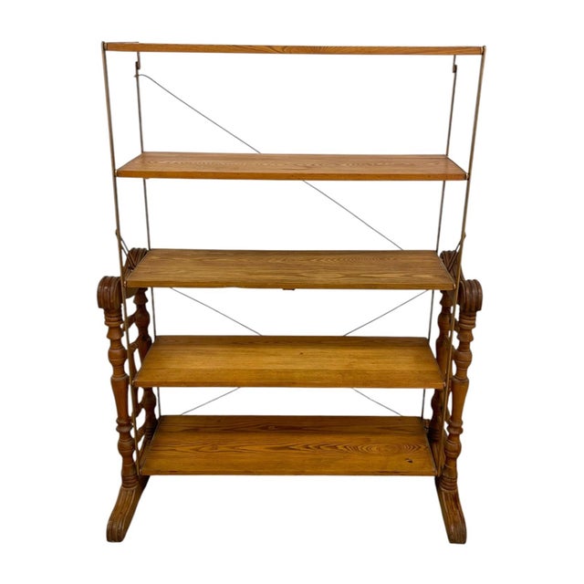 Victorian Antique Combination Table Co Folding Convertible Table Bookcase Patented 1893 Victorian Adjustable Shelving Unit. For Sale - Image 3 of 11
