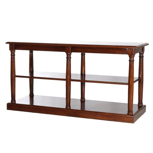 Vintage Classical Oak Long Table With Roman Column-Form Legs & Shelf C1940 For Sale - Image 10 of 18