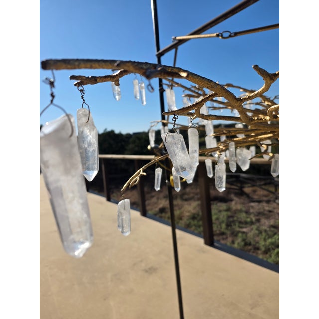Rock Crystal Organic Branch Style Chandelier With Gold Finish and Adjustable Height For Sale - Image 12 of 14
