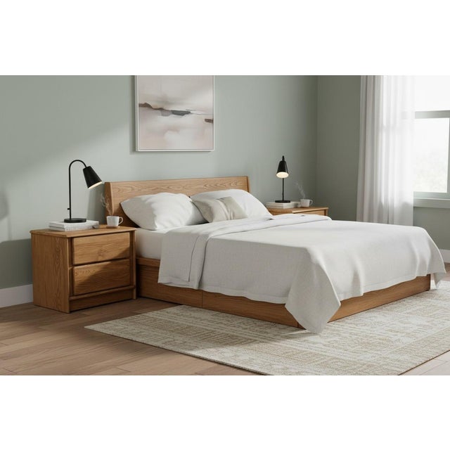 1980s Scandinavian Modern Solid Oak Two-Drawer Nightstands – Pair For Sale - Image 9 of 17