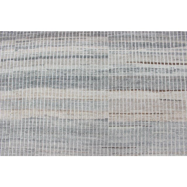 Muted Taupe and Gray Casual Modern Rug With Combination of Kilim/Piled 10'8 X 14'0 For Sale - Image 10 of 16