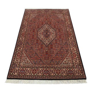 Fine Bidjar Rug 4’8” X 6’10” Red Wool Traditional Hand-Knotted Oriental Carpet For Sale