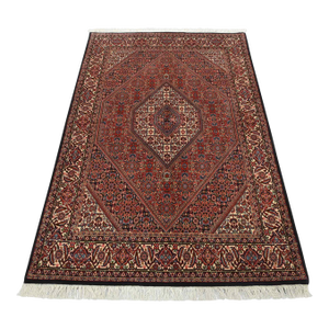 Fine Bidjar Rug 4’8” X 6’10” Red Wool Traditional Hand-Knotted Oriental Carpet