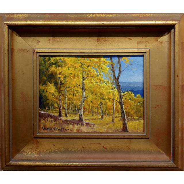 Charles Pruitt -Fall in a New Mexico Aspen Trees Landscape -Oil painting Panel size 9 x 12" Frame size 18 x 21" Artist...