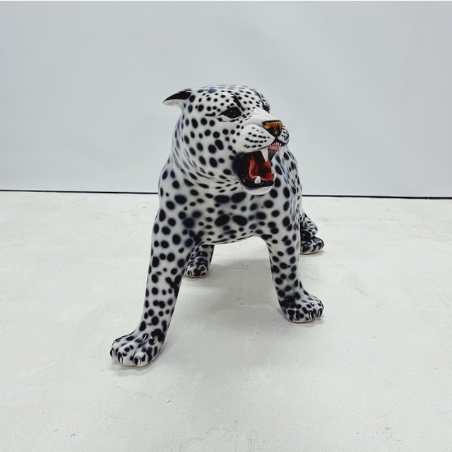 Snow Leopard Figurine in Ceramic by Ceramiche Boxer | Chairish