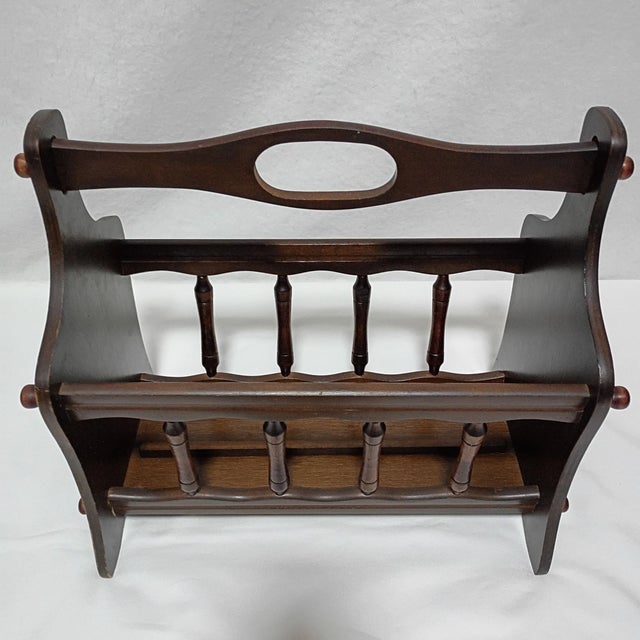 Wood Vintage Mid-Century Walnut Wood Magazine Rack For Sale - Image 7 of 7