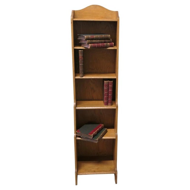 Wood Arts and Crafts Slim Golden Oak Bookcase, 1900 For Sale - Image 7 of 7