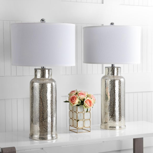Glass 29 Inch H Sleek Glass Table Lamp in Ivory & Silver - a Pair For Sale - Image 7 of 9