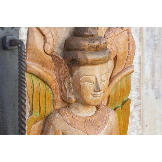 Figurative Antique Semi-Oxidized Carved Deity Statue For Sale - Image 3 of 8
