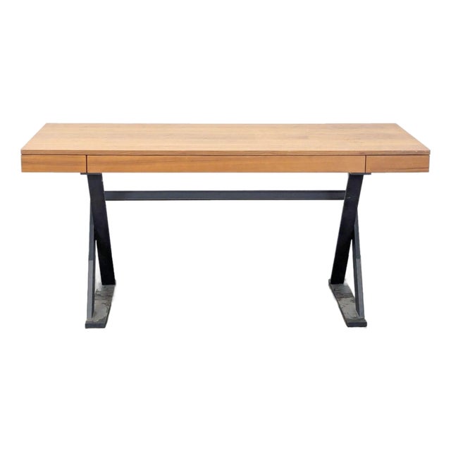 Moe's Industrial Style Desk With Solid Wood Top and Metal Legs For Sale