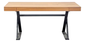 Moe's Industrial Style Desk With Solid Wood Top and Metal Legs