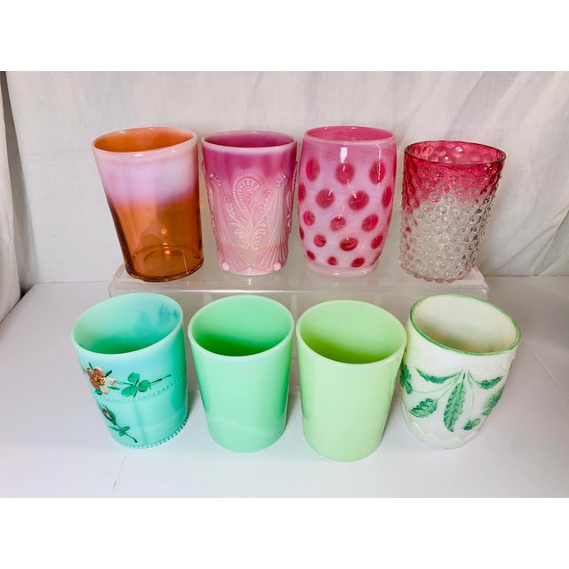 Glass Rare Antique Circa 1930s Art Glass Tumblers Set of 8 For Sale - Image 7 of 11