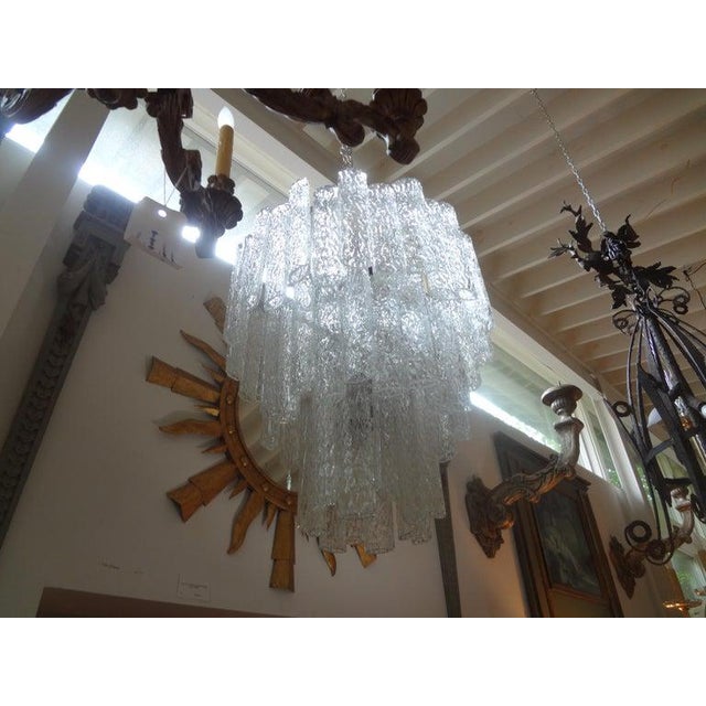 Transparent 1960s Mid Century Murano Glass Chandelier-Venini Style For Sale - Image 8 of 10