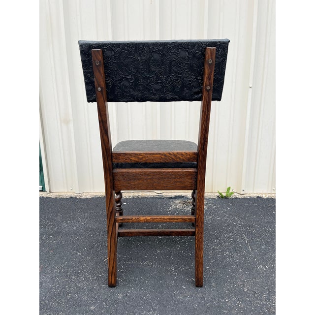 Antique Oak Barley Twist Dining Chairs- Set of 5 For Sale - Image 10 of 12