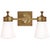 Siena Double Sconce in Hand-Rubbed Antique Brass with White Glass Height: 8.25" Extension: 6" Backplate: 4.75" Square...