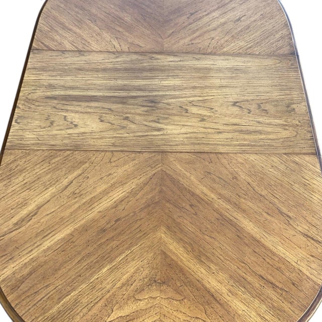 Late 20th Century Vintage Bookmatched Veneer Oval Extension Dining Table For Sale - Image 5 of 18