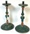 Pair Tuscan Polychrome Wooden Altar Candlesticks, Worn Patina, 18th / 19th C. This striking pair of Italian polychrome...