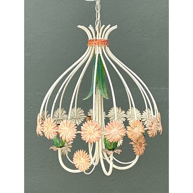 Vintage Tole Daisy Chandelier For Sale - Image 11 of 12