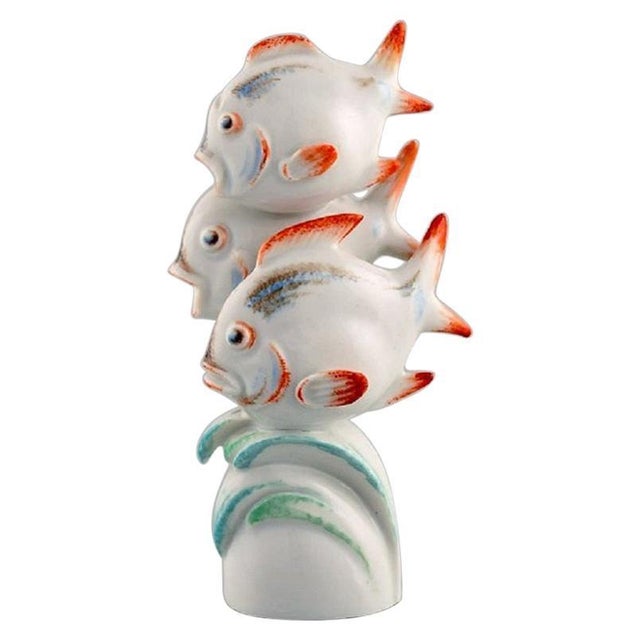 Ceramic Art Deco Figure of Three Fish by Willi Münch-Khe for Meissen, 1930s For Sale - Image 7 of 7