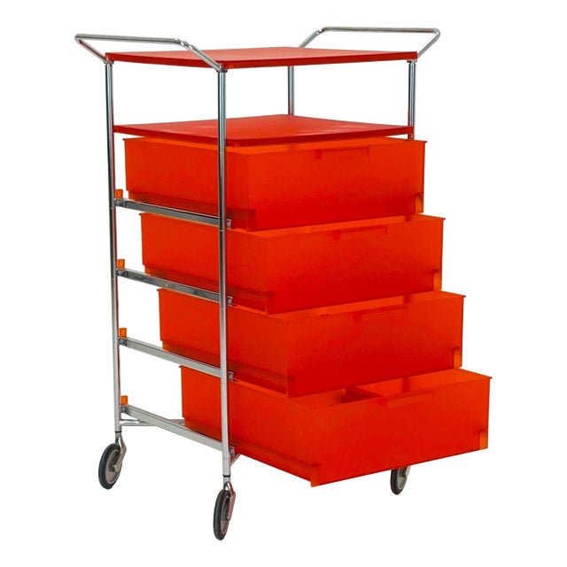 Mobil Storage Unit in Orange PMMA and Chrome by Antonio Citterio for Kartell, Italy, 1990s For Sale