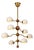 8 Light Brass Dome Chandelier, Mid Century Tiered Pendant Light, Cream Shade Ceiling Fixture, Sculptural Dining Room Lighting For Sale