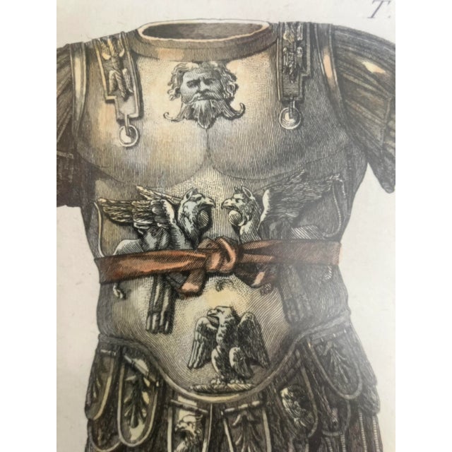 Late 18th Century Hand Colored Etching of Roman Etruscan Chariot & Armor, Copper Frame. For Sale In Monterey, CA - Image 6 of 11