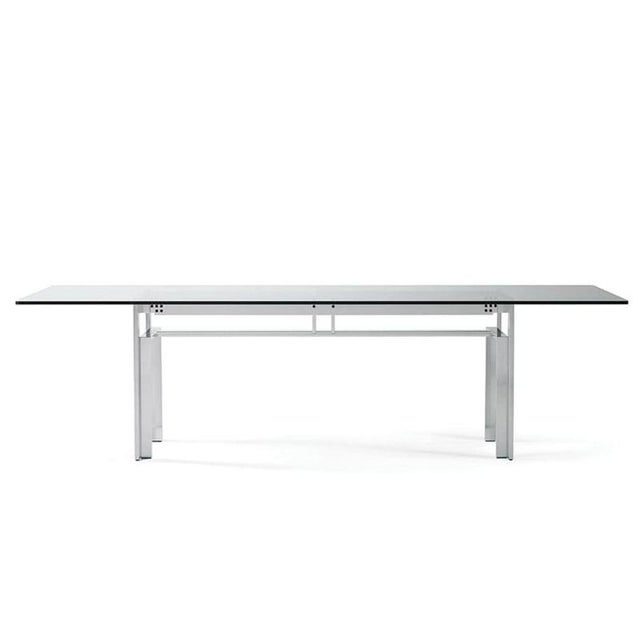 Doge Dining Table with Brushed Steel Base and Glass Top by Carlo Scarpa for Gavina Simon, 1970s For Sale - Image 12 of 12