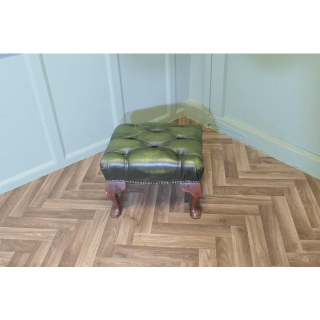 Walnut and Leather Chesterfield Library Ottoman, 1960s For Sale - Image 3 of 10