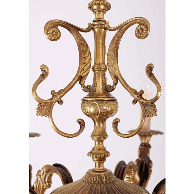 Antique Polished Brass Chandelier For Sale - Image 3 of 6